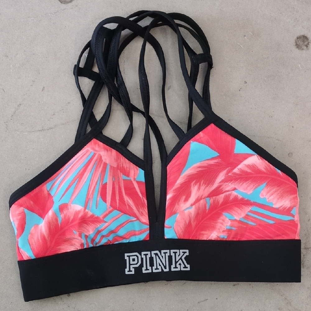 PINK Victoria's‎ Secret Women's Tropical Strappy Sports Bra Size XS